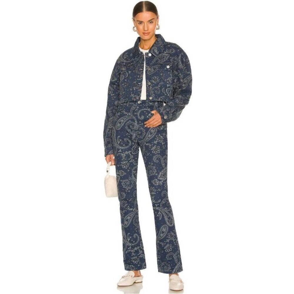 WeWoreWhat The Icon Jean in Paisley Night Sky Size 27 Mid Rise Straight Leg NEW